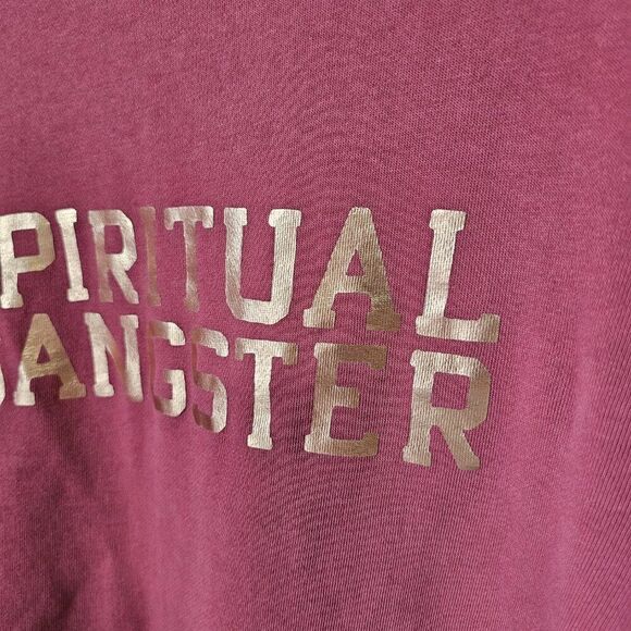EUC SPIRITUAL GANGSTER MAUVE / DARK PINK RAW HEM LONGSLEEVES TOP SZ M - Picture 9 of 16